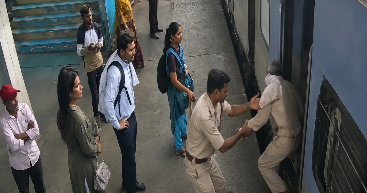 चलती ट्रेन से लटका बुजुर्ग, Jabalpur स्टेशन पर RPF ने बचाई जान