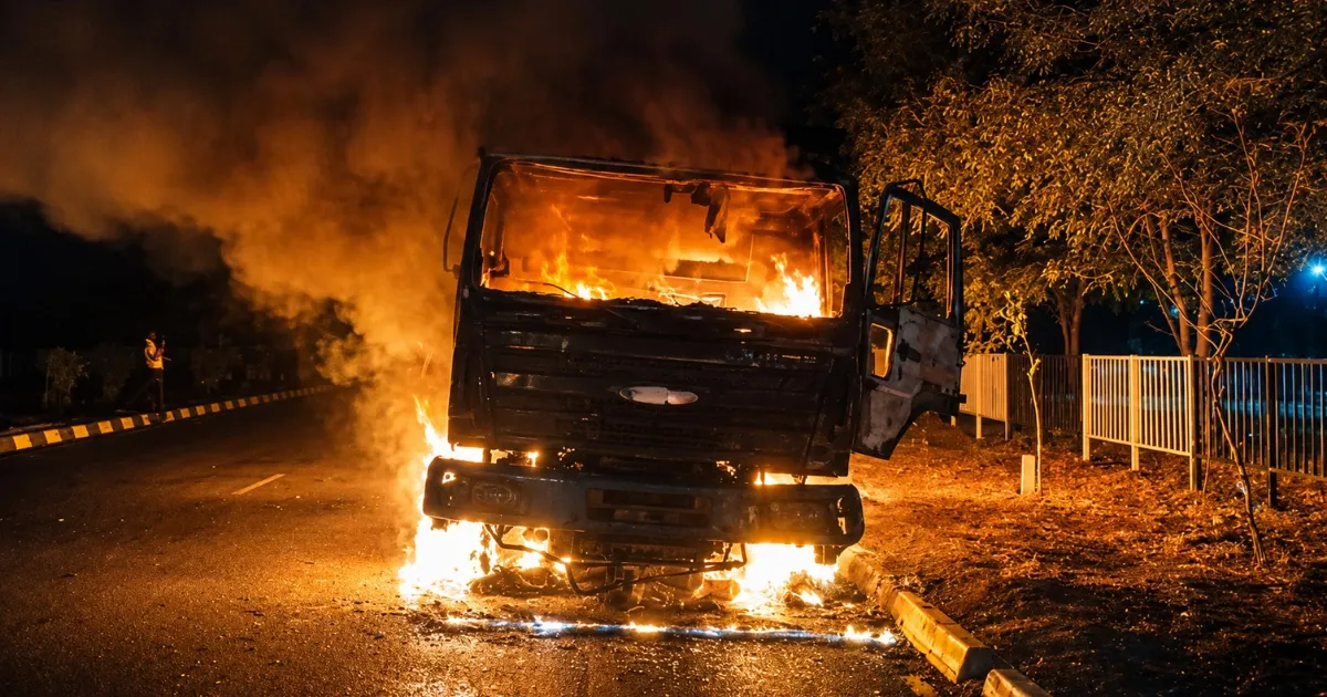 Khajri Chowk हादसा: ट्रक से टकराई स्कूटी, आग में घिरा पूरा वाहन